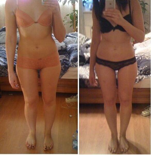 فتاة قبل وبعد فقدان الوزن مع اتباع نظام غذائي ياباني في 14 يوما